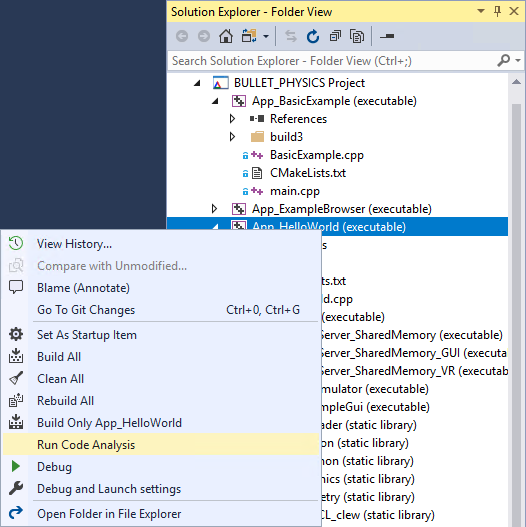 Targets View Code Analysis