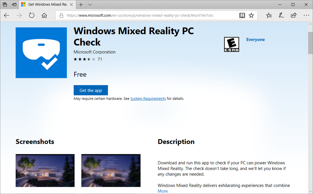 Windows Mixed Reality PC Check App