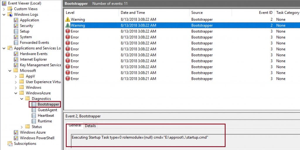 WaHostBootstrapper Eventviewer