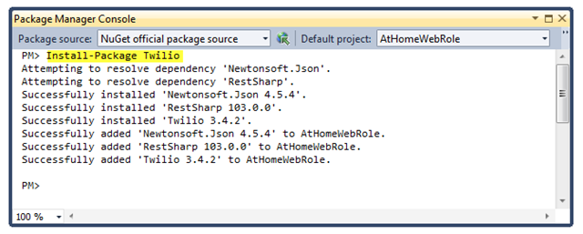 Package manager console