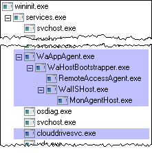 ProcessExplorer snippet showing Azure related Web Role processes