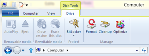 Figure 18 - Disk Tools context tab