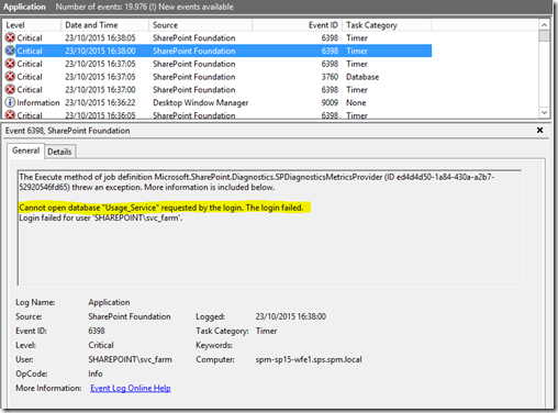 Boo-hoo, SharePoint can’t write usage-data; the world will not end. 