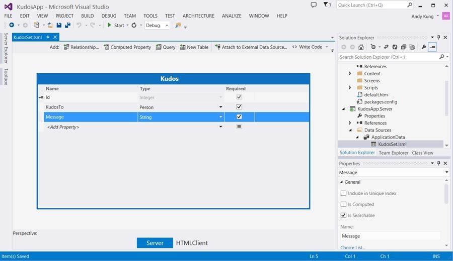 Figure 6. Add some fields in the Table Designer