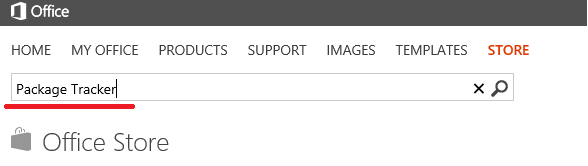 Figure 5. Search for the Package Tracker app in the Office Store