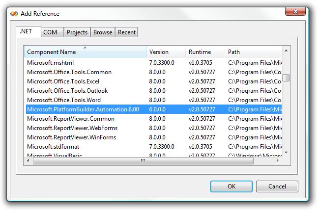 Visual Studio - Add Reference Dialog