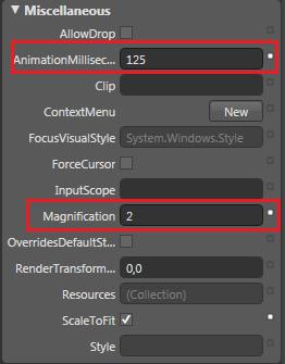 FishEye panel properties