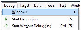 Visual Studio – Debug Menu