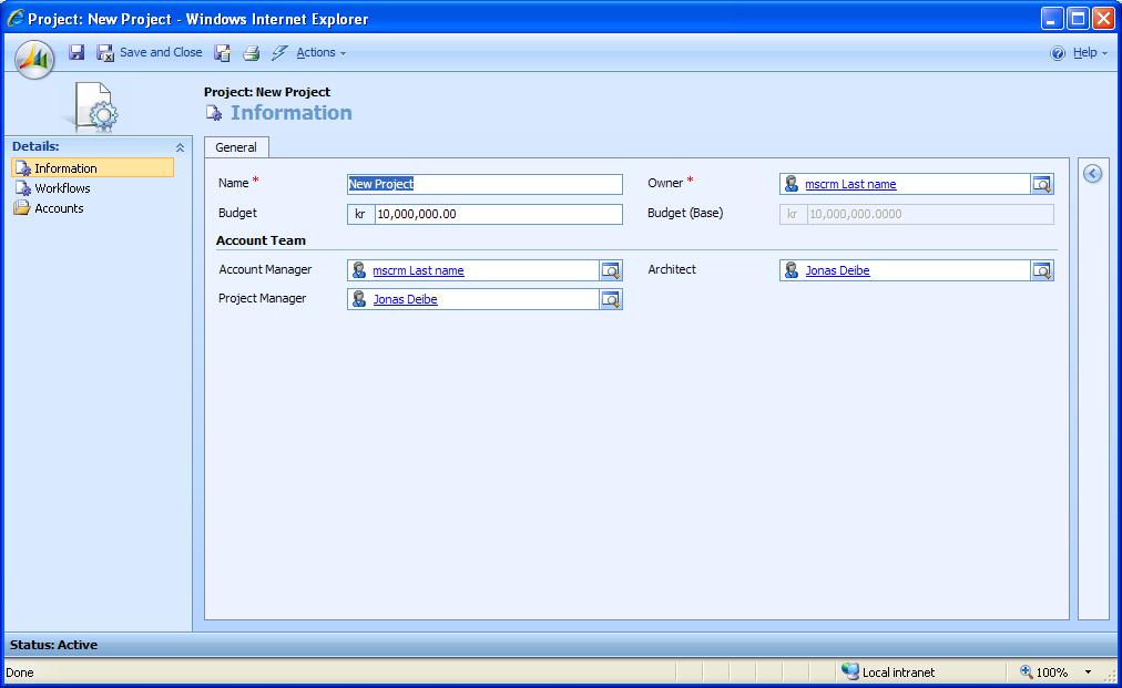 Custom entity office 2007 style