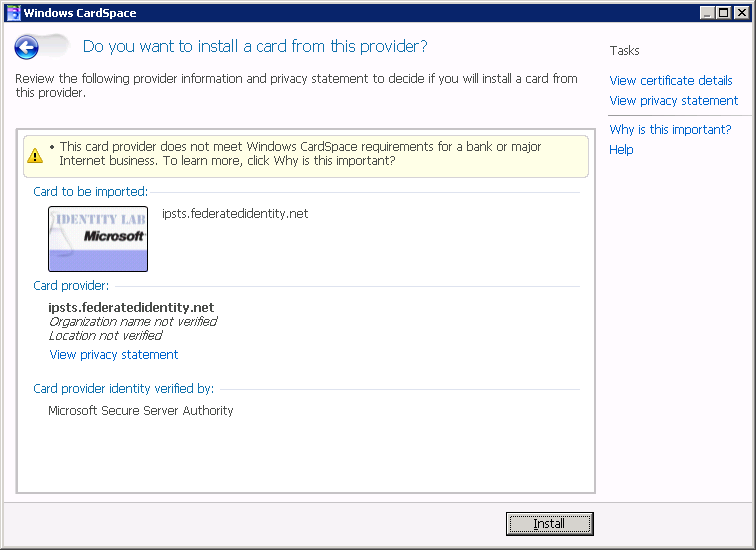 Install Managed Card - .NET Framework 3.0