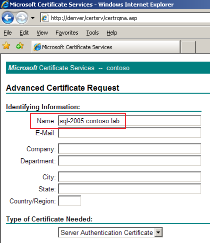 Certficate Request using Web Enrolment