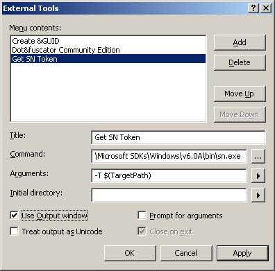 External Tools Dialog