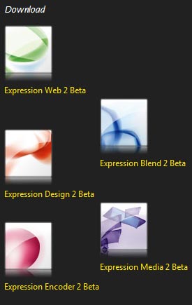 Expression Studio 2 BETA program icons