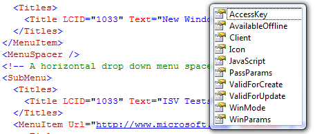 Example of attributes in isv.config