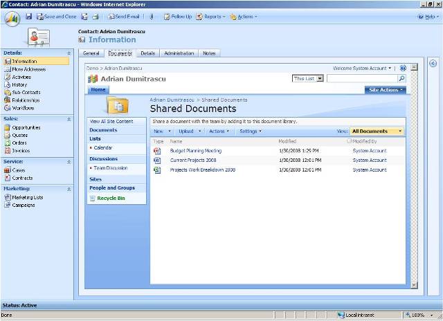 CRM Default SharePoint IFRAME