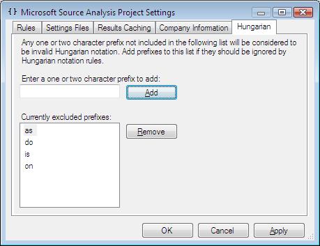 Hungarian Notation Settings