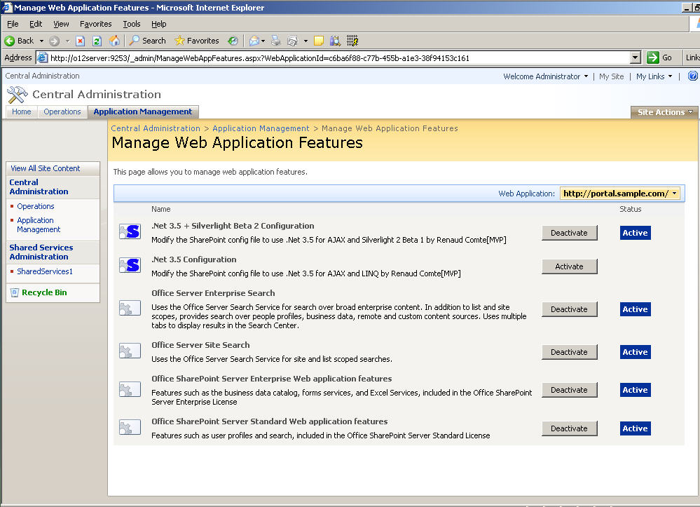 SharePoint 3.5 Config Feature