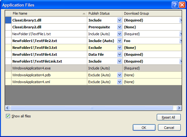 Application Files Dialog