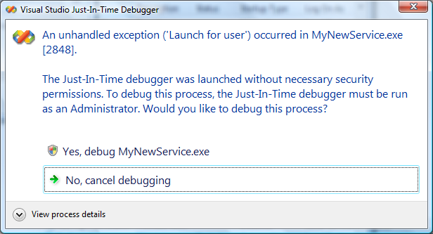 Debug JIT Dialog