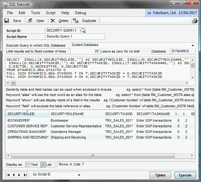 SQL Execute