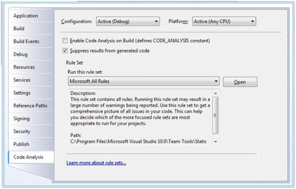 Code Analysis Properties