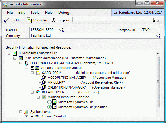 Security Information Window