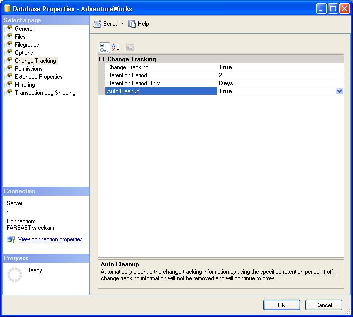 Database Change tracking