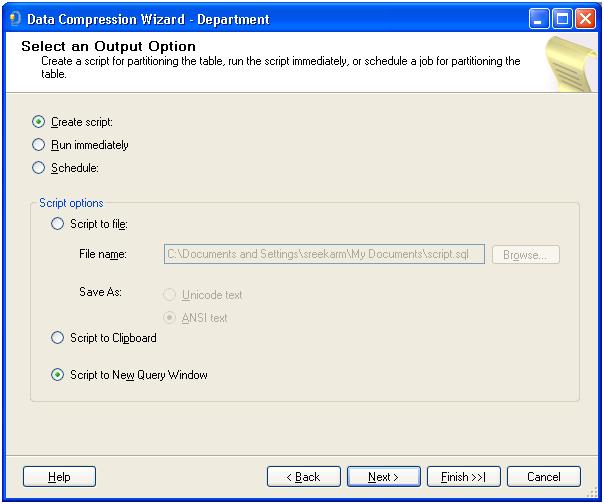 output options