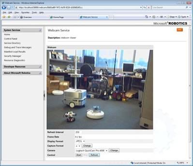 A robot’s eye showing the images from DSS using a Web browser