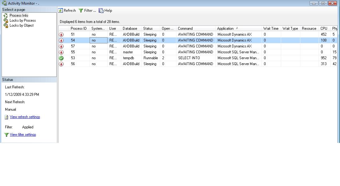 Dynamics Ax sessions in SSMS