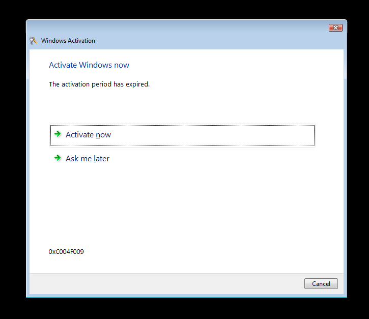 Activation Dialog