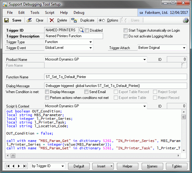 Named Printers Example