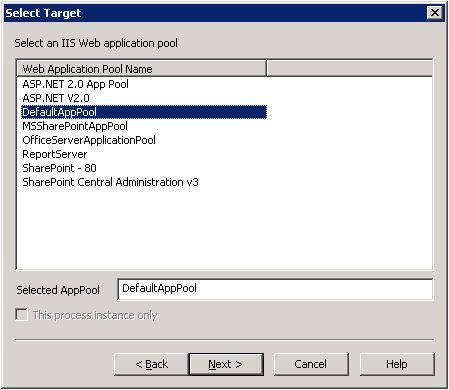 Application Pool to Monitor