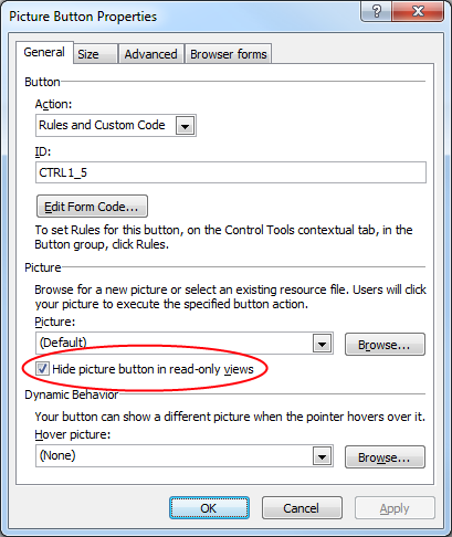 Picture Button Control Properties