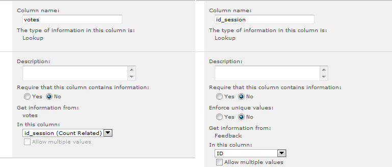 Lookup columns rating