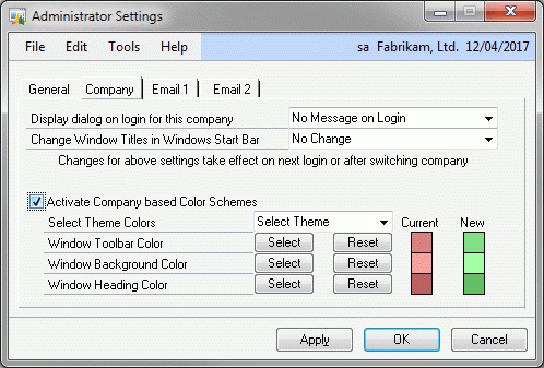 Administrator Settings Color Themes