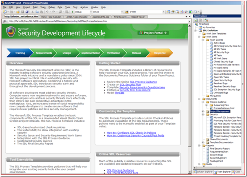 SDL Process Template - Guidance homepage