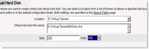 Create Virtual Disk(M Drive) Details