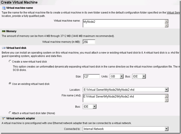 Node 2 Create Virtual Server