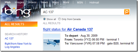 flight status Bing search result image