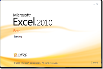 Excel 2010 splash screen