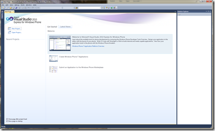 VS2010 Start Page