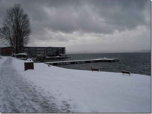 Snow on the Eastside looking across at Seattle