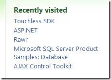 Recently Visited on CodePlex homepage