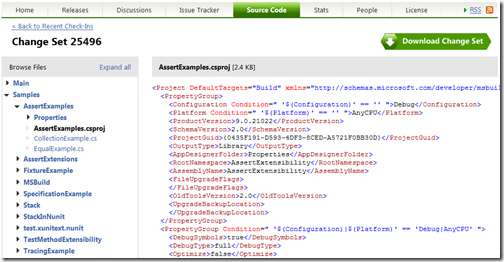 xunit project - source code browser