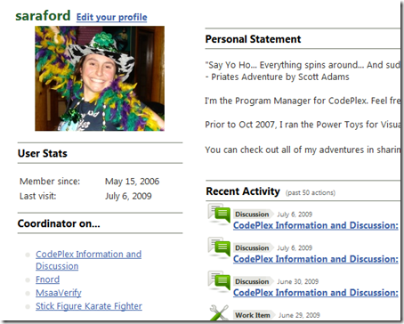 saraford Profile Page