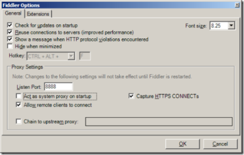 Fiddler Options