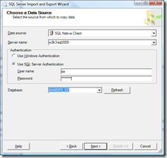 Select Source Database