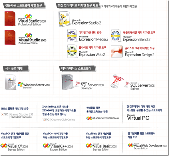 DreamSpark 제공 SW 들