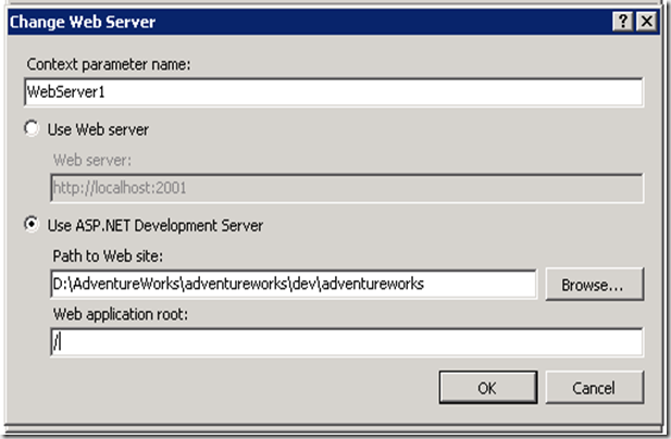 Change Web Server Dialog